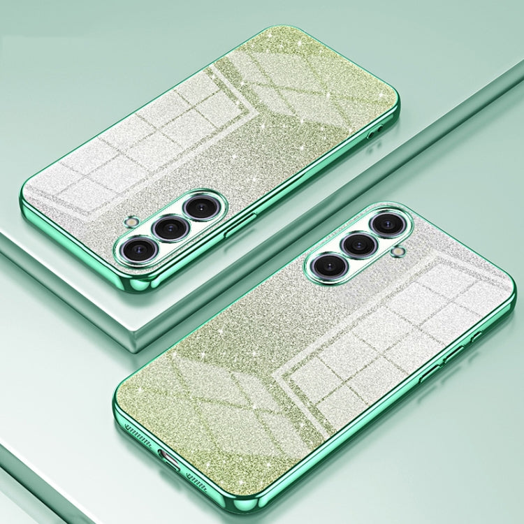 For Samsung Galaxy S25+ 5G Gradient Glitter Powder Electroplated Phone Case(Green)