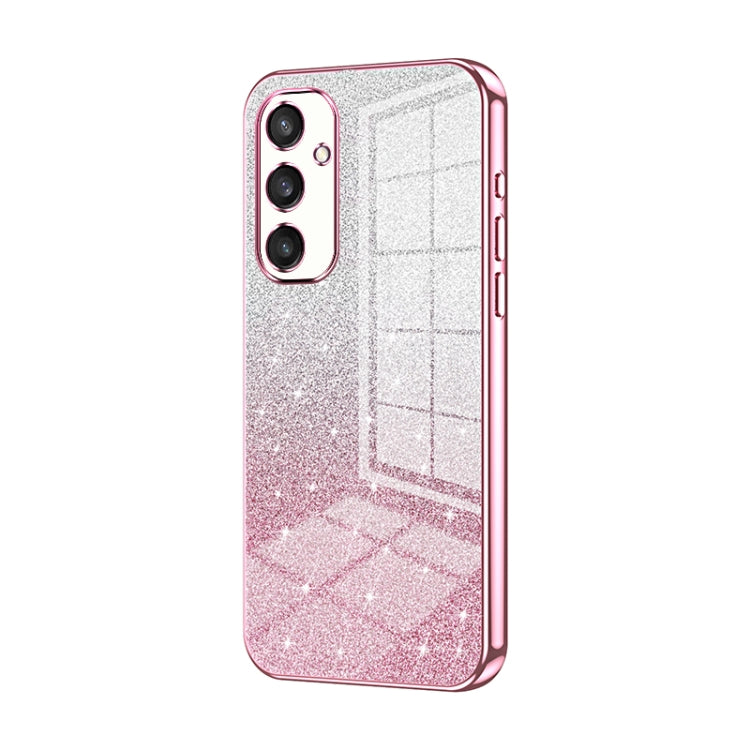 For Samsung Galaxy S25 5G Gradient Glitter Powder Electroplated Phone Case(Pink)