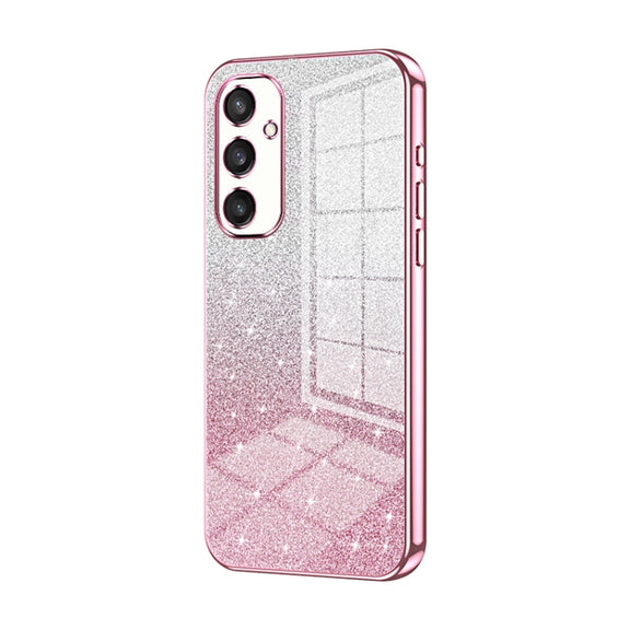 For Samsung Galaxy S25 5G Gradient Glitter Powder Electroplated Phone Case(Pink)