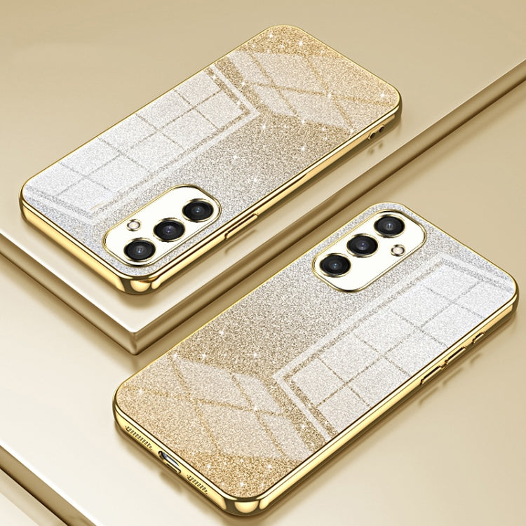 For Samsung Galaxy S25 5G Gradient Glitter Powder Electroplated Phone Case(Gold)