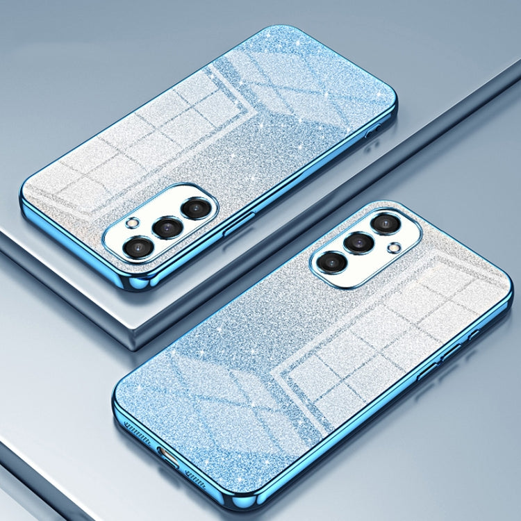 For Samsung Galaxy S25 5G Gradient Glitter Powder Electroplated Phone Case(Blue)