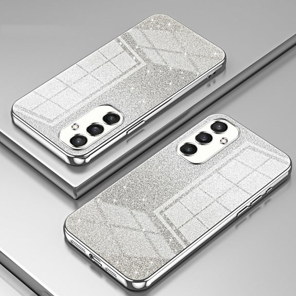 For Samsung Galaxy S25 5G Gradient Glitter Powder Electroplated Phone Case(Silver)