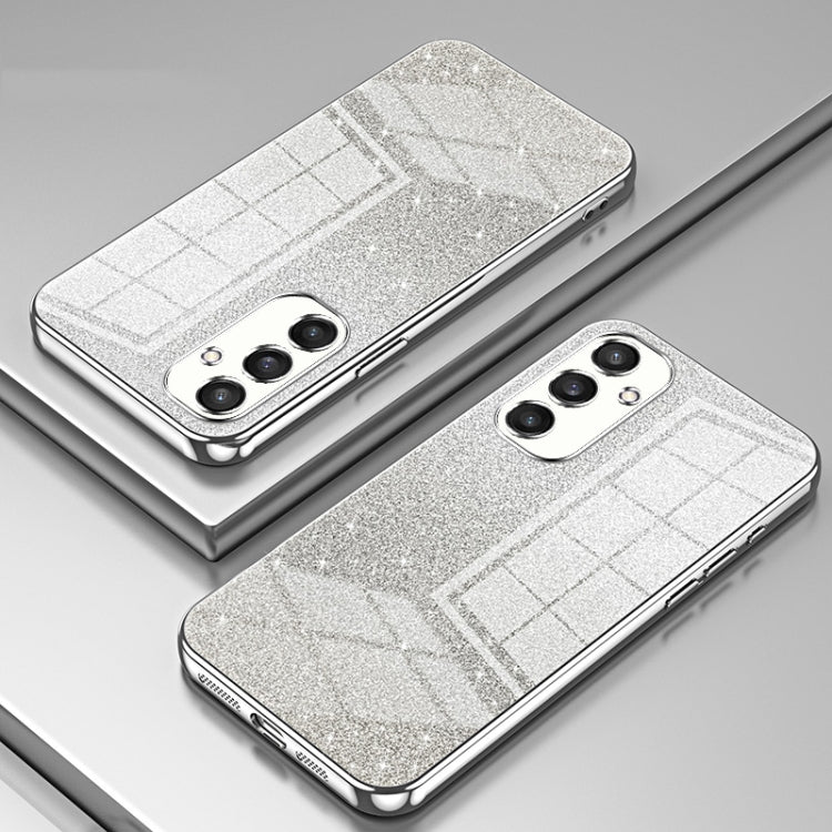 For Samsung Galaxy S25 5G Gradient Glitter Powder Electroplated Phone Case(Silver)