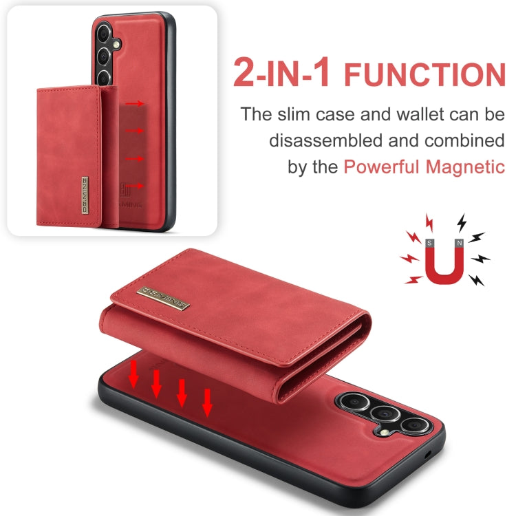 For Samsung Galaxy S24 FE 5G DG.MING M1 Series 3-Fold Multi Card Wallet + Magnetic Phone Case(Red)