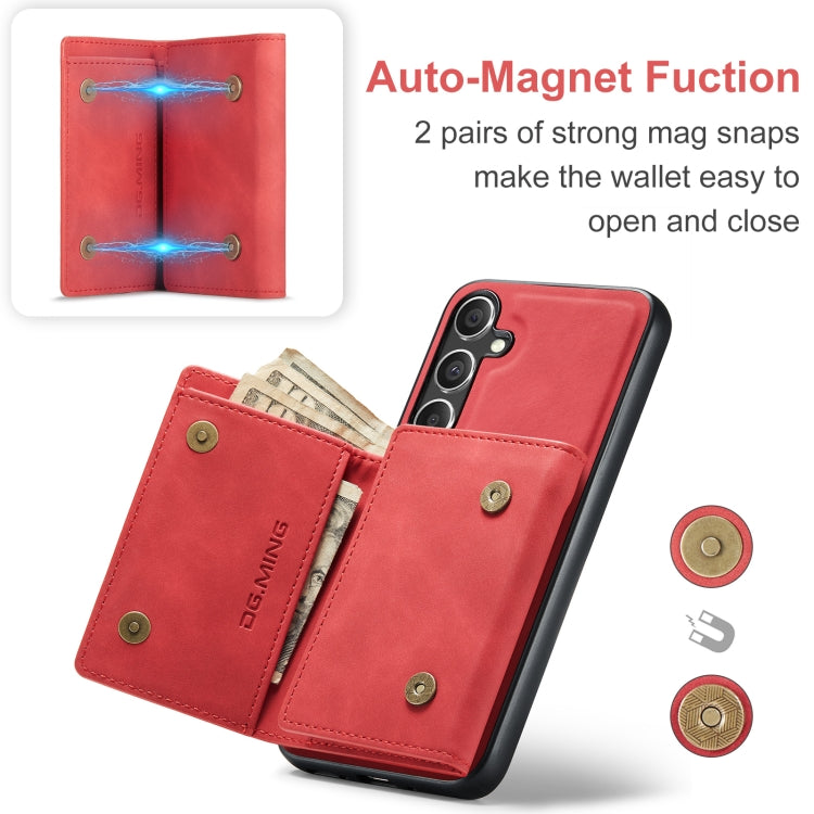 For Samsung Galaxy S24 FE 5G DG.MING M1 Series 3-Fold Multi Card Wallet + Magnetic Phone Case(Red)
