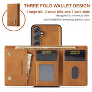 For Samsung Galaxy S24 FE 5G DG.MING M1 Series 3-Fold Multi Card Wallet + Magnetic Phone Case(Brown)