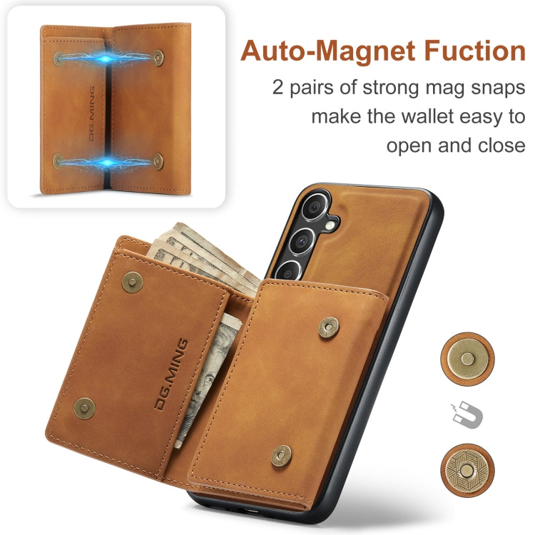 For Samsung Galaxy S24 FE 5G DG.MING M1 Series 3-Fold Multi Card Wallet + Magnetic Phone Case(Brown)