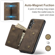 For Samsung Galaxy S24 FE 5G DG.MING M1 Series 3-Fold Multi Card Wallet + Magnetic Phone Case(Coffee)