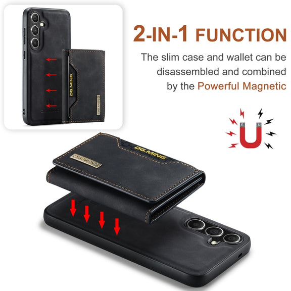 For Samsung Galaxy S24 FE 5G DG.MING M2 Series 3-Fold Multi Card Bag + Magnetic Phone Case(Black)