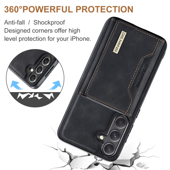 For Samsung Galaxy S24 FE 5G DG.MING M2 Series 3-Fold Multi Card Bag + Magnetic Phone Case(Black)
