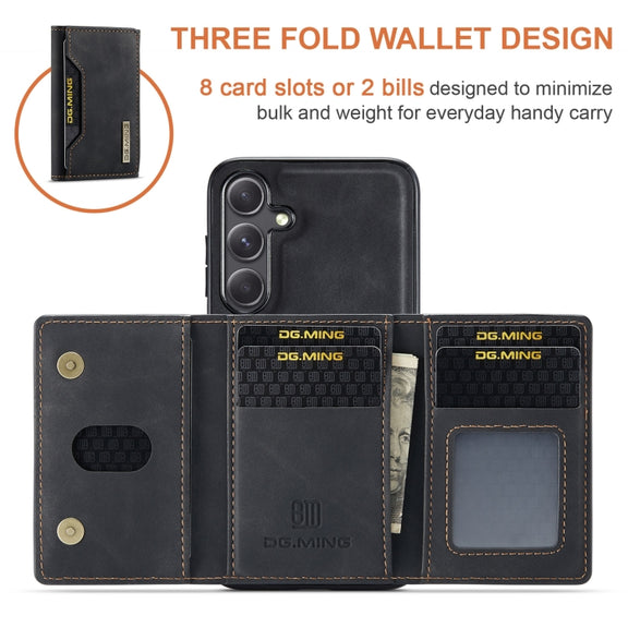 For Samsung Galaxy S24 FE 5G DG.MING M2 Series 3-Fold Multi Card Bag + Magnetic Phone Case(Black)