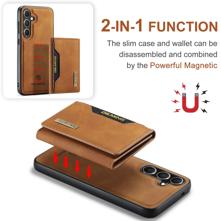 For Samsung Galaxy S24 FE 5G DG.MING M2 Series 3-Fold Multi Card Bag + Magnetic Phone Case(Brown)