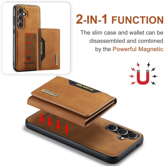 For Samsung Galaxy S24 FE 5G DG.MING M2 Series 3-Fold Multi Card Bag + Magnetic Phone Case(Brown)