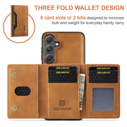 For Samsung Galaxy S24 FE 5G DG.MING M2 Series 3-Fold Multi Card Bag + Magnetic Phone Case(Brown)