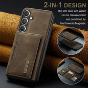 For Samsung Galaxy S24 FE 5G DG.MING M2 Series 3-Fold Multi Card Bag + Magnetic Phone Case(Coffee)
