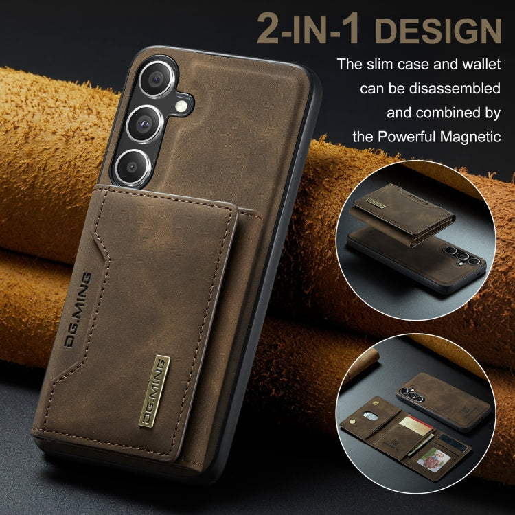 For Samsung Galaxy S24 FE 5G DG.MING M2 Series 3-Fold Multi Card Bag + Magnetic Phone Case(Coffee)
