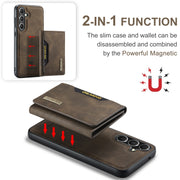 For Samsung Galaxy S24 FE 5G DG.MING M2 Series 3-Fold Multi Card Bag + Magnetic Phone Case(Coffee)