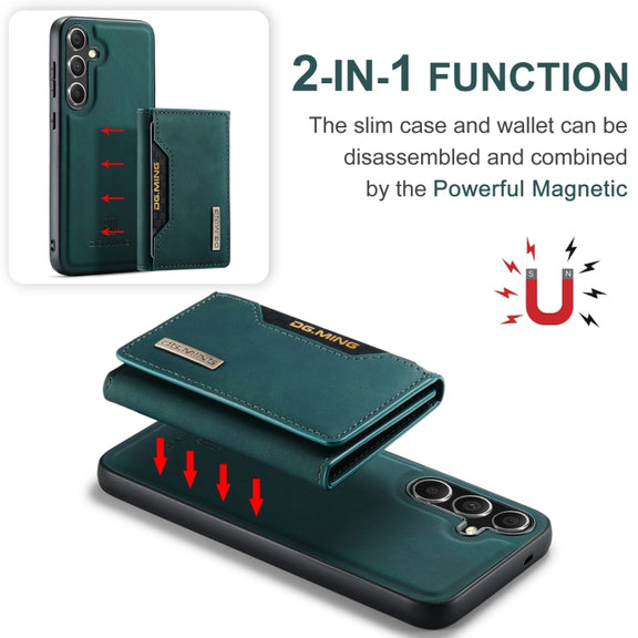 For Samsung Galaxy S24 FE 5G DG.MING M2 Series 3-Fold Multi Card Bag + Magnetic Phone Case(Green)