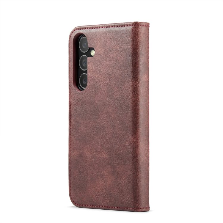For Samsung Galaxy S24 FE 5G DG.MING Crazy Horse Texture Detachable Magnetic Leather Case(Red)