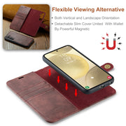 For Samsung Galaxy S24 FE 5G DG.MING Crazy Horse Texture Detachable Magnetic Leather Case(Red)
