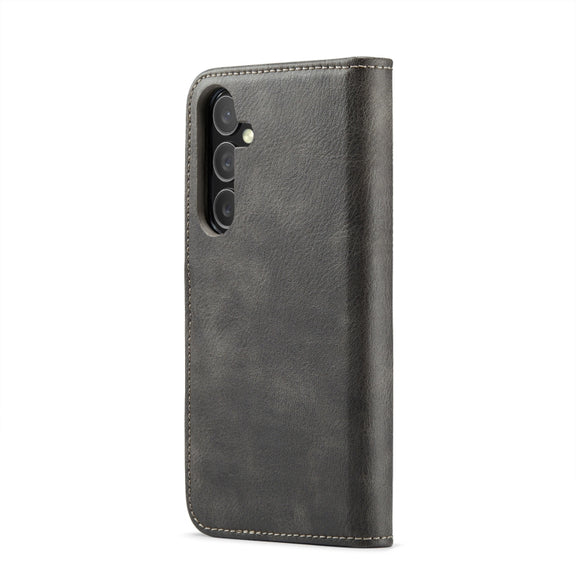 For Samsung Galaxy S24 FE 5G DG.MING Crazy Horse Texture Detachable Magnetic Leather Case(Grey)