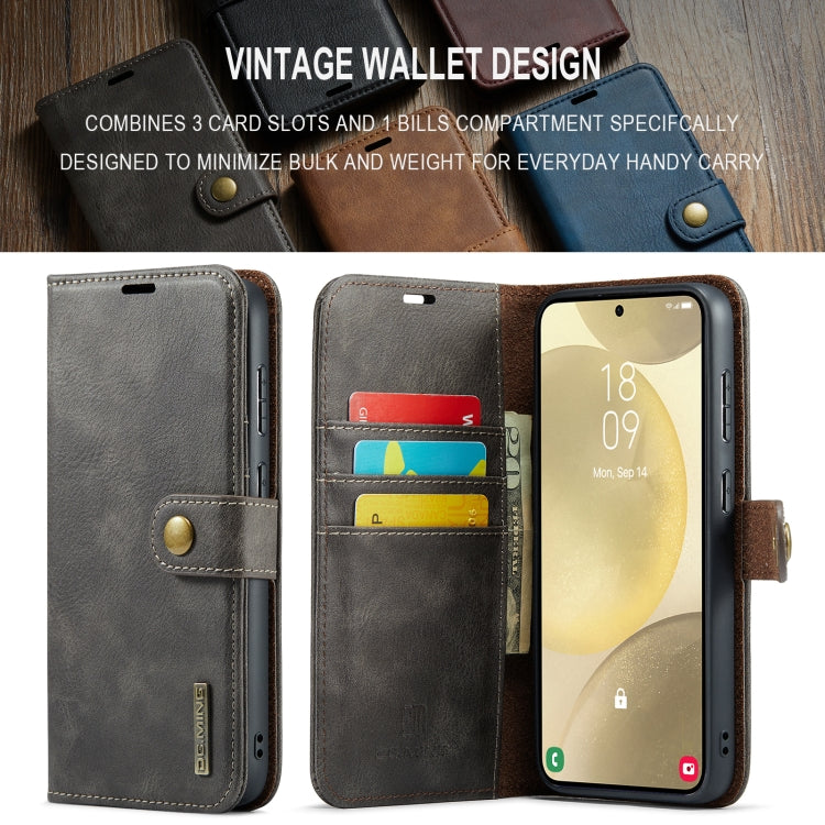 For Samsung Galaxy S24 FE 5G DG.MING Crazy Horse Texture Detachable Magnetic Leather Case(Grey)