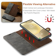 For Samsung Galaxy S24 FE 5G DG.MING Crazy Horse Texture Detachable Magnetic Leather Case(Grey)