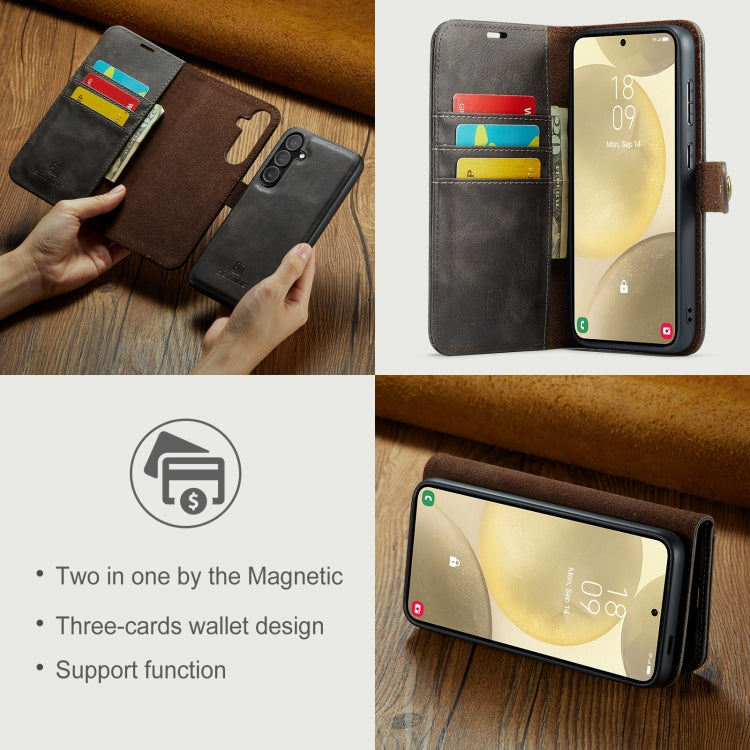 For Samsung Galaxy S24 FE 5G DG.MING Crazy Horse Texture Detachable Magnetic Leather Case(Grey)