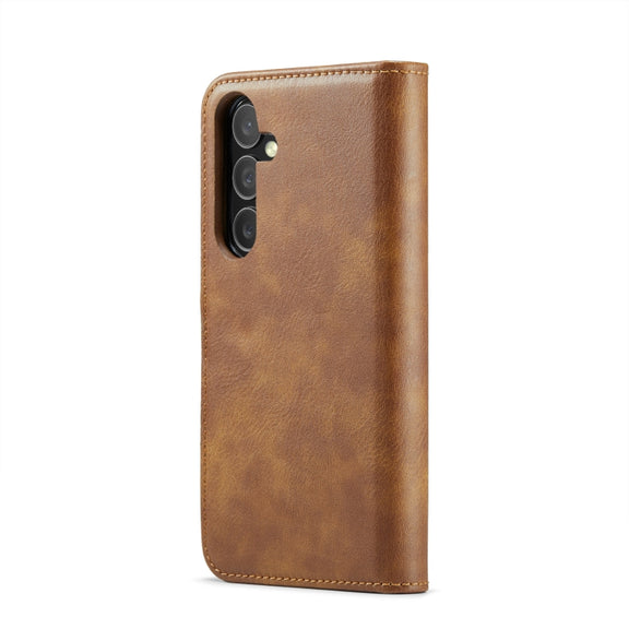 For Samsung Galaxy S24 FE 5G DG.MING Crazy Horse Texture Detachable Magnetic Leather Case(Brown)