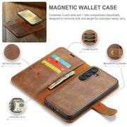 For Samsung Galaxy S24 FE 5G DG.MING Crazy Horse Texture Detachable Magnetic Leather Case(Brown)
