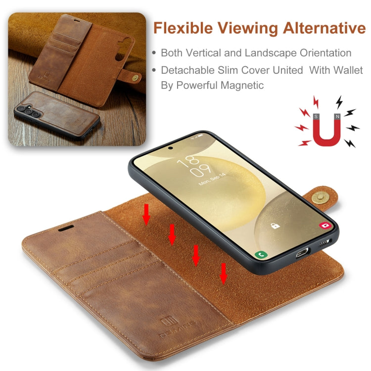 For Samsung Galaxy S24 FE 5G DG.MING Crazy Horse Texture Detachable Magnetic Leather Case(Brown)