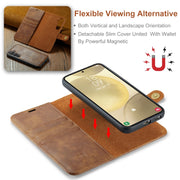 For Samsung Galaxy S24 FE 5G DG.MING Crazy Horse Texture Detachable Magnetic Leather Case(Brown)