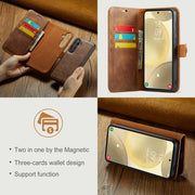 For Samsung Galaxy S24 FE 5G DG.MING Crazy Horse Texture Detachable Magnetic Leather Case(Brown)