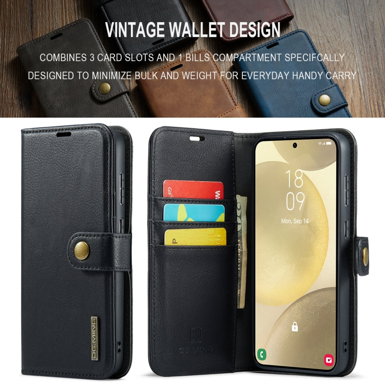For Samsung Galaxy S24 FE 5G DG.MING Crazy Horse Texture Detachable Magnetic Leather Case(Black)