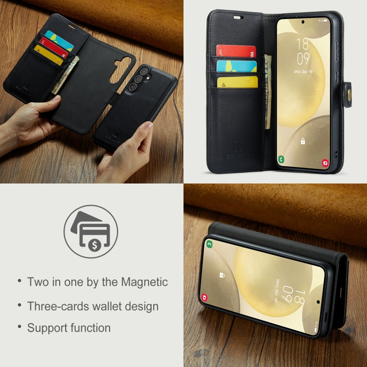 For Samsung Galaxy S24 FE 5G DG.MING Crazy Horse Texture Detachable Magnetic Leather Case(Black)