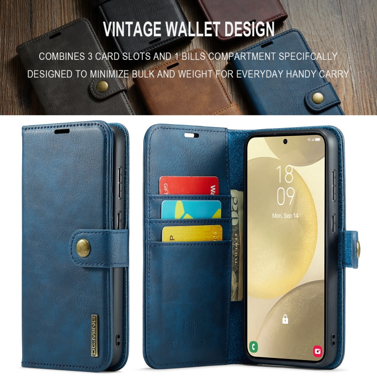 For Samsung Galaxy S24 FE 5G DG.MING Crazy Horse Texture Detachable Magnetic Leather Case(Blue)