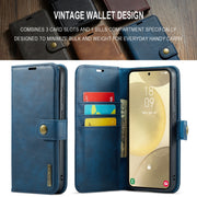 For Samsung Galaxy S24 FE 5G DG.MING Crazy Horse Texture Detachable Magnetic Leather Case(Blue)