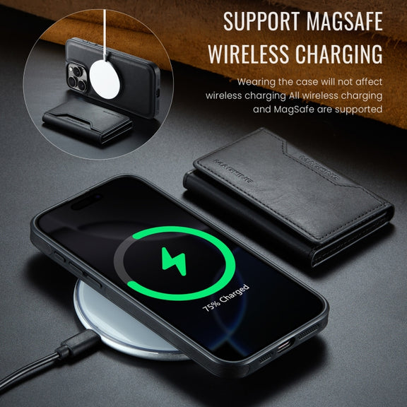 For iPhone 16 Pro Max DG.MING MAGKING-K2 Series MagSafe RFID Card Bag Detachable Phone Case(Black)