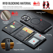 For iPhone 16 Pro Max DG.MING MAGKING-K2 Series MagSafe RFID Card Bag Detachable Phone Case(Black)