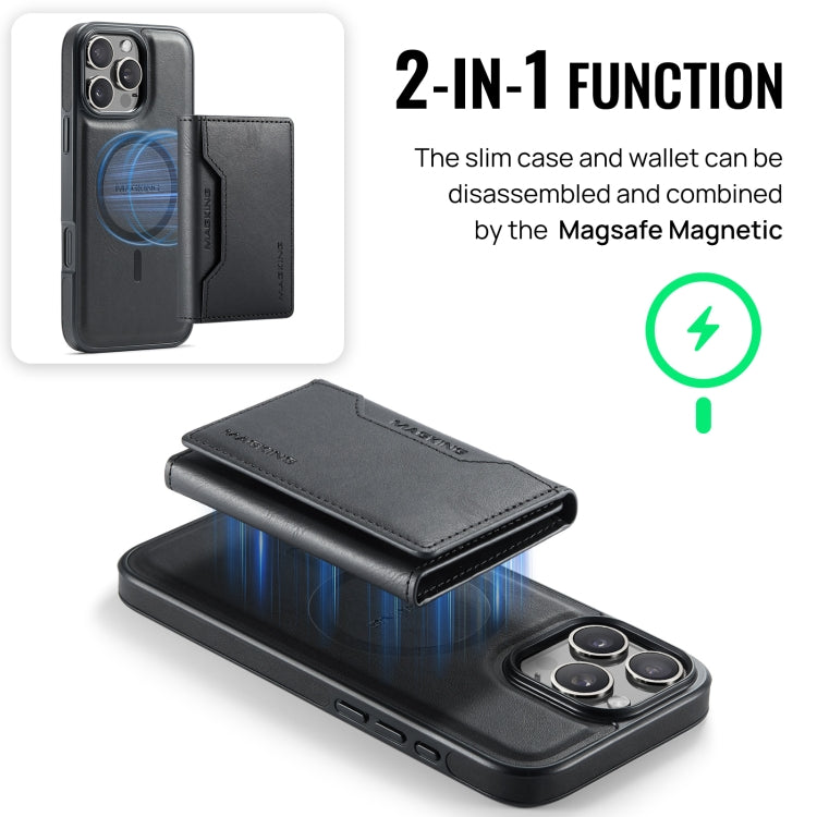 For iPhone 16 Pro Max DG.MING MAGKING-K2 Series MagSafe RFID Card Bag Detachable Phone Case(Black)