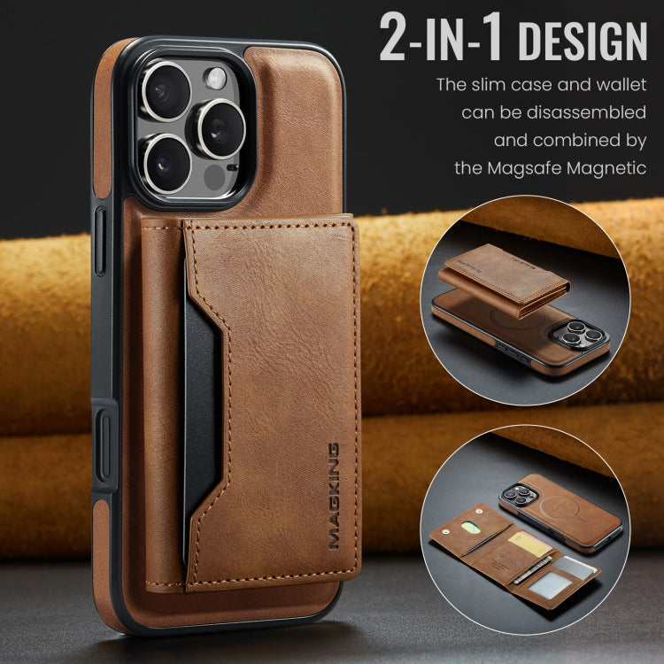 For iPhone 16 Pro Max DG.MING MAGKING-K2 Series MagSafe RFID Card Bag Detachable Phone Case(Brown)