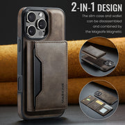For iPhone 16 Pro Max DG.MING MAGKING-K2 Series MagSafe RFID Card Bag Detachable Phone Case(Coffee)