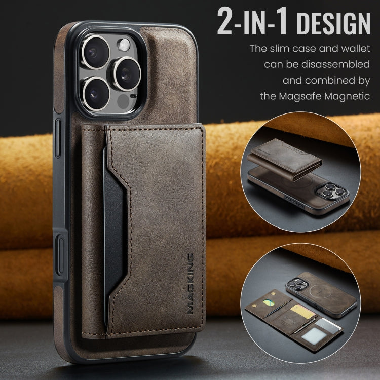 For iPhone 16 Pro Max DG.MING MAGKING-K2 Series MagSafe RFID Card Bag Detachable Phone Case(Coffee)