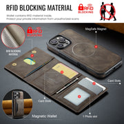 For iPhone 16 Pro Max DG.MING MAGKING-K2 Series MagSafe RFID Card Bag Detachable Phone Case(Coffee)
