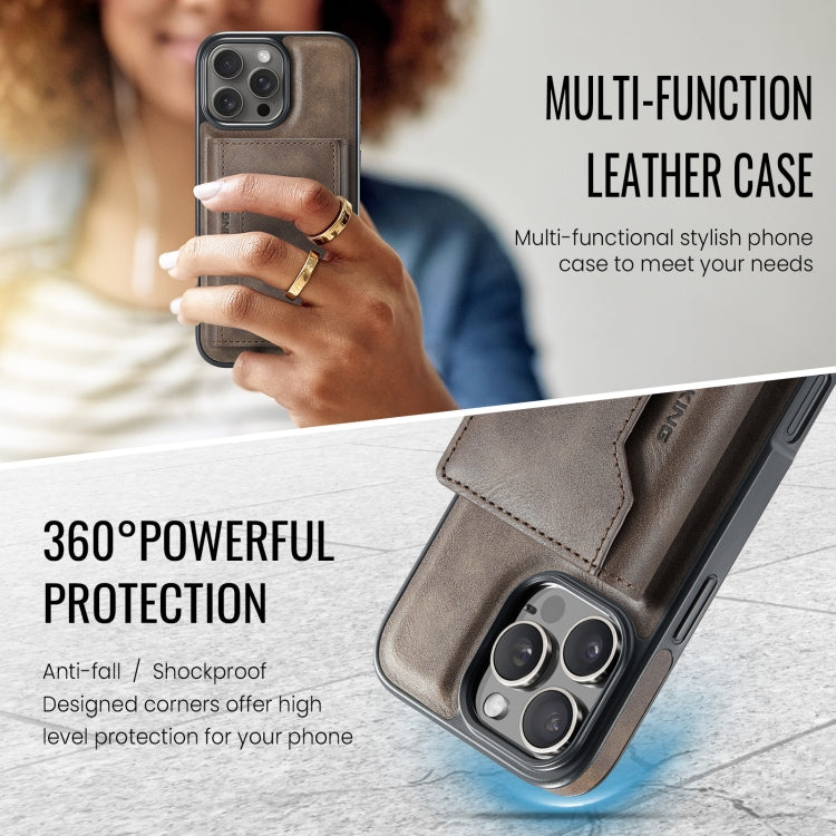For iPhone 16 Pro Max DG.MING MAGKING-K2 Series MagSafe RFID Card Bag Detachable Phone Case(Coffee)