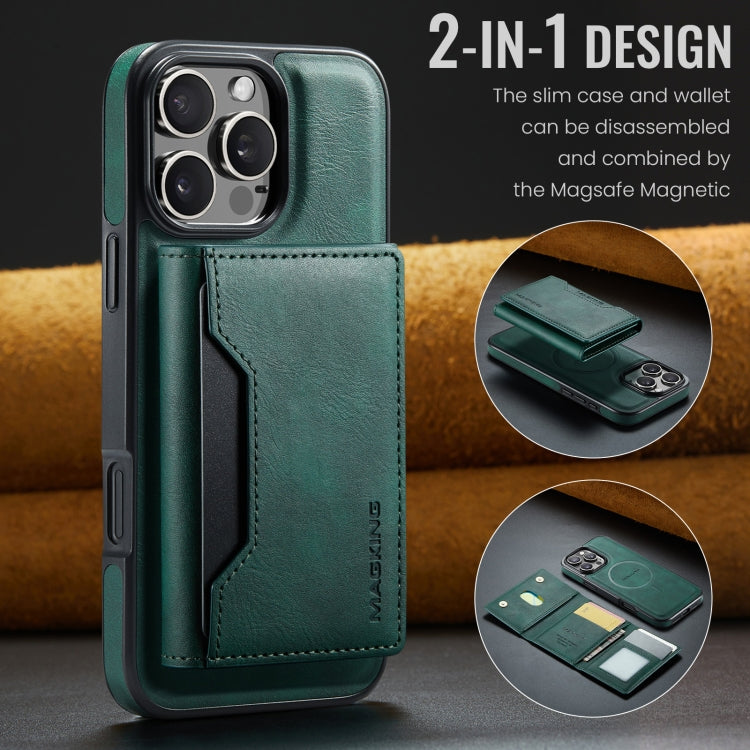 For iPhone 16 Pro Max DG.MING MAGKING-K2 Series MagSafe RFID Card Bag Detachable Phone Case(Green)