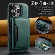 For iPhone 16 Pro Max DG.MING MAGKING-K2 Series MagSafe RFID Card Bag Detachable Phone Case(Green)