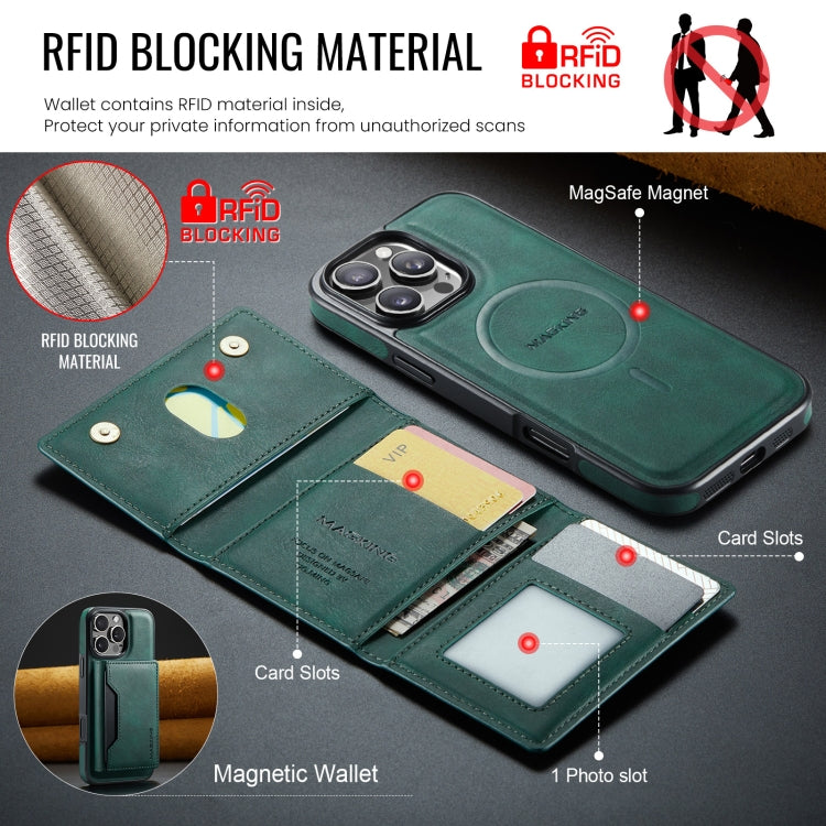 For iPhone 16 Pro Max DG.MING MAGKING-K2 Series MagSafe RFID Card Bag Detachable Phone Case(Green)