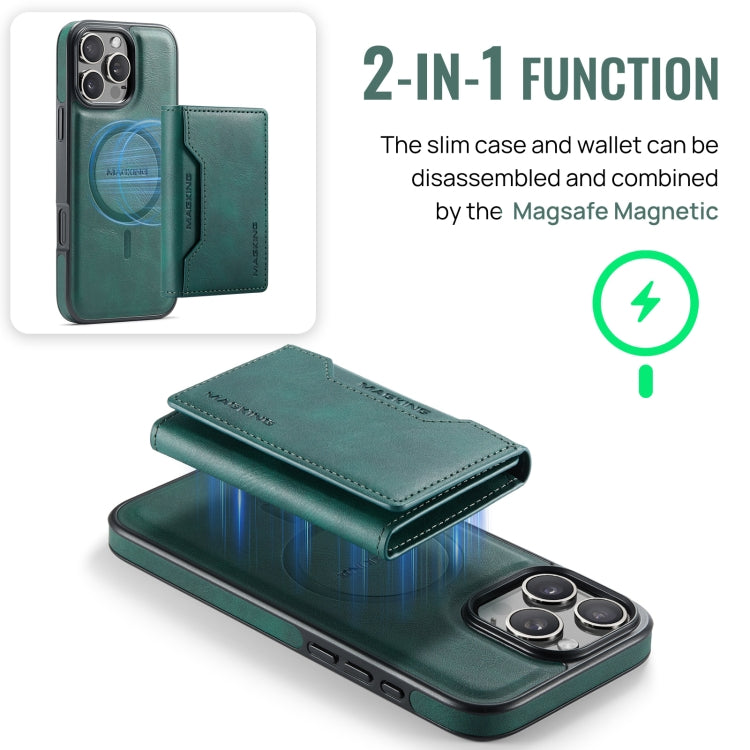 For iPhone 16 Pro Max DG.MING MAGKING-K2 Series MagSafe RFID Card Bag Detachable Phone Case(Green)