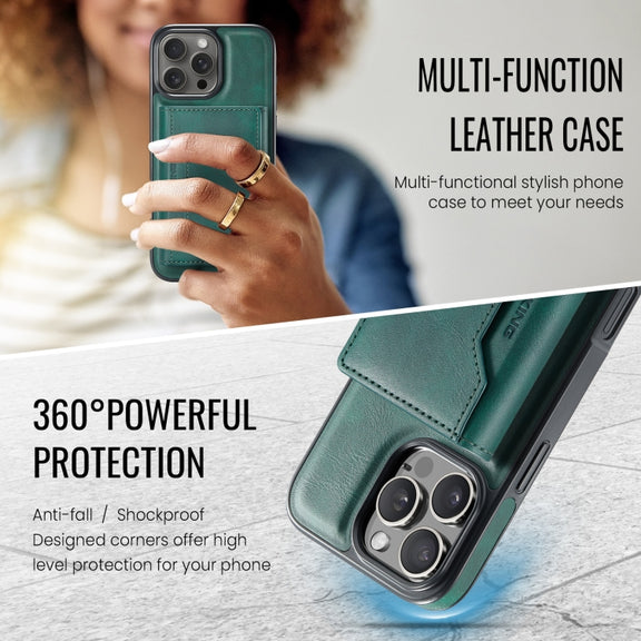 For iPhone 16 Pro Max DG.MING MAGKING-K2 Series MagSafe RFID Card Bag Detachable Phone Case(Green)